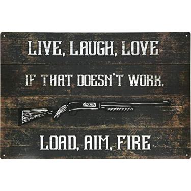 Imagem de Hillman 844673 Placa de fogo Live Laugh Love/Load Aim, alumínio 30,5 x 45,7 cm