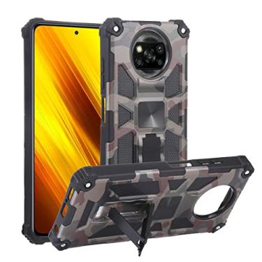Imagem de YSNZAQ Capa de celular resistente camuflada ao ar livre com proteção de grau militar resistente à prova de choque e capa magnética integrada para Xiaomi Poco X3 NFC/Xiaomi Poco X3