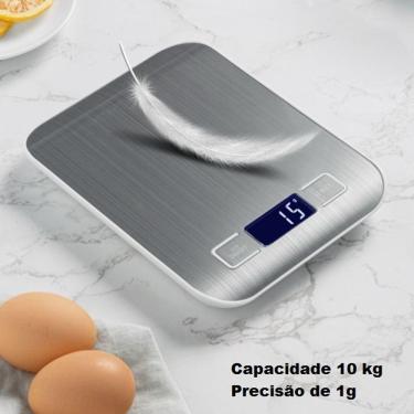 Imagem de Balança Cozinha 10kg Aço Inox Alta Precisão Dieta Ingredientes Fitness