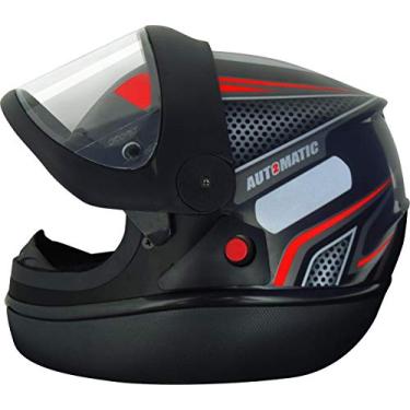 Imagem de Capacete FW3 AUTOMATIC PRETO COM VERMELHO 56 COM VISEIRA CRISTAL
