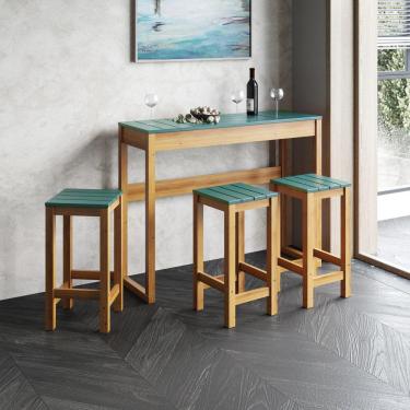 Imagem de Bancada com 3 Banquetas Madeira Maciça Viena Verde