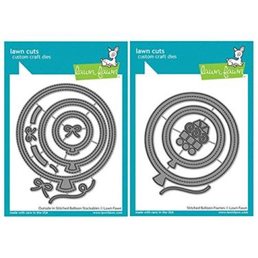 Imagem de Lawn Fawn Fora em molduras costuradas e balões costuradas, moldes personalizados, pacote de 2 itens (LF2265, LF2266)