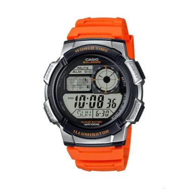 Imagem de Casio Relógio casual masculino 'bateria de 10 anos' quartzo resina casual, cor: laranja (modelo: AE-1000W-4BVCF), Laranja, AE-1000W-4BV