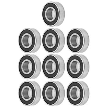 Imagem de Rolamento de esferas de sulco profundo de rolamento de aço preto 10 peças 6202-RS 15mm(ID)×35mm(OD)