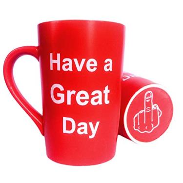 Imagem de MAUAG Ideia engraçada de presentes de Natal – Caneca de café de porcelana com um ótimo dia de cerâmica divertida, melhor copo de escritório e presente de aniversário, Great Red, 13 oz, 1