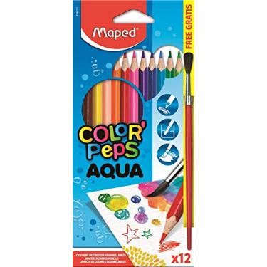 Imagem de Lápis de Cor Aquarelável + Pincel de Madeira, Maped, Color Peps, 863011, 12 Cores