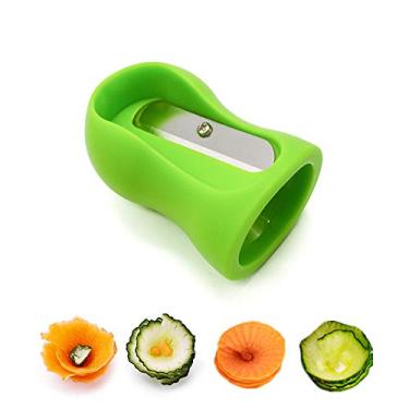 Imagem de Afiador de cachos em espiral de cenoura, pepino, fácil, cortador de enrugamento, aço inoxidável, cenoura, flor, salada, decoração, descascador para frutas e legumes, mini funil em espiral com ponta