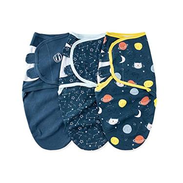 Imagem de Tingpai SU3007 3pcs baby swaddle w p cobertor io de algodão inf l dormir com padrão de pl a espaço fofo pa meninos recém-nascidos meninas
