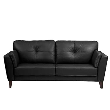 Imagem de Sofá de Couro 3 lugares Dominic M06 Cor Preto 450 - Amarena Móveis
