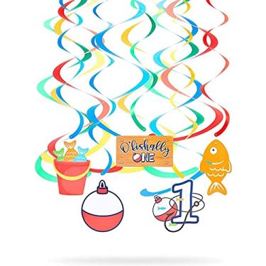 Imagem de Decorações de teto de papel de pesca, decoração de aniversário O'fishally One (36 peças)