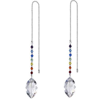 Imagem de Pingentes de Chakra para pendurar em cristal com corrente de puxar para ventilador de teto, Prism Suncatcher, pacote com 2, 38mm Horse Eye