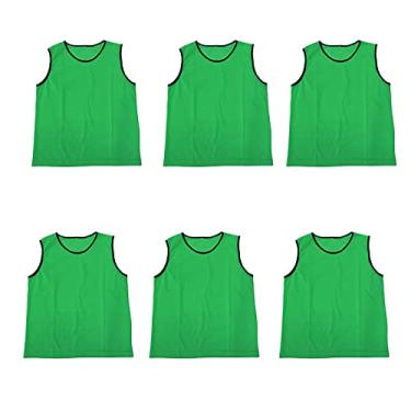 Imagem de 6 peças colete de treinamento de futebol esportivo adulto sem mangas camisas de futebol para camisas de grupo de equipe babadores de prática de secagem rápida, verde, P (64 x 53 cm)