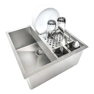 Imagem de Combo Cuba 40X40 Inox 304 Canal Calha Escorredor Embutir