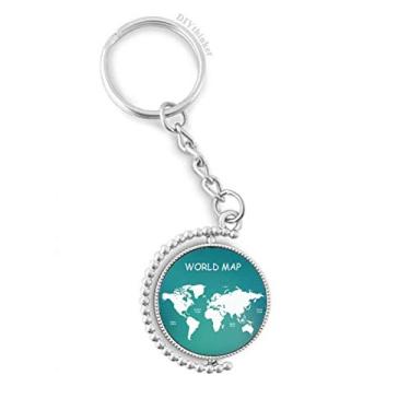 Imagem de Chaveiro giratório com silhueta de mapa mundial continente e chaveiro, Multicor