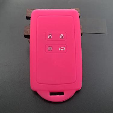 Imagem de YJADHU Capa de borracha de silicone para chave de carro 4 botões cartão inteligente conjunto de chave inteligente, apto para Renault Koleos Kadjar Arkana 2017 para Samsung Qm5, rosa