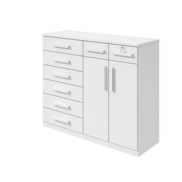 Imagem de Cômoda Toronto 2 Portas 8 Gavetas Branca