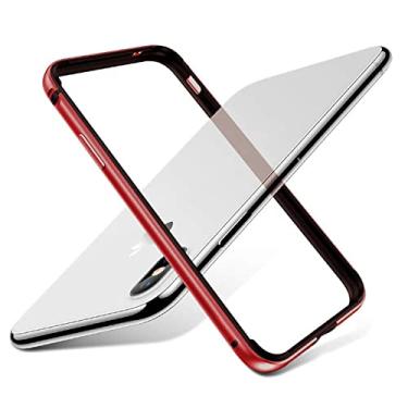 Imagem de Capa protetora de metal de alumínio para iPhone 13 12 11 Pro XS Max 13Pro XR X 7 8 14 Plus Capa de telefone Coque Frame Acessórios, vermelho, para iPhone 11