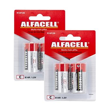 Imagem de Pilha C Média Tamanho C Alfacell 1.5v 2 Blister Com 4 Unidades