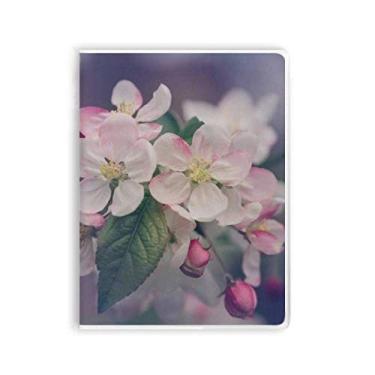 Imagem de Caderno de flores brancas, lindas e rosas, capa de goma