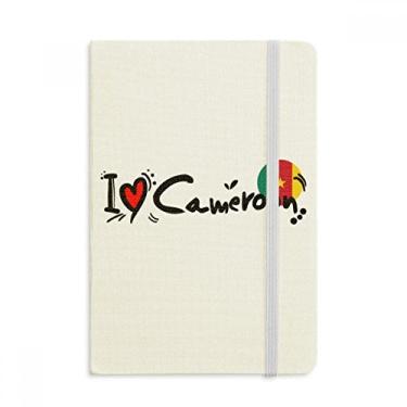 Imagem de Caderno de ilustração de coração I Love Cameroon com bandeira da palavra Love em tecido oficial capa dura clássica diário