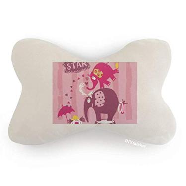 Imagem de DIYthinker Almofada para apoio de cabeça com estampa de elefante e palhaço rosa para carro, decoração de pescoço