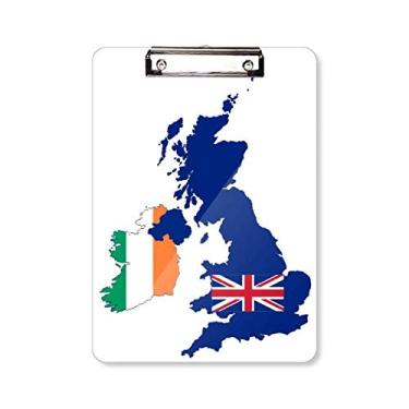 Imagem de Mapa da Grã-Bretanha Bandeira Irlanda País Reino Unido Prancheta Pasta de Escrita Placa de Apoio A4