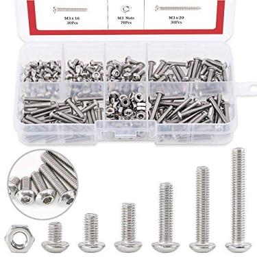Imagem de Hilitchi — Kit sortido de parafusos de cabeça de soquete sextavado, 250 peças [M2] de aço inoxidável, M3, M3