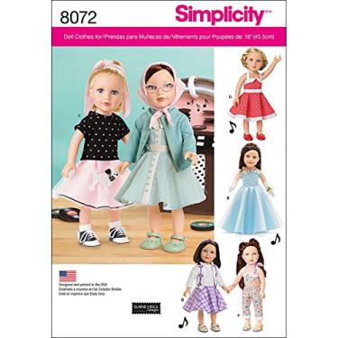 Imagem de Simplicity 8072 roupas de boneca moda vintage padrões de costura para bonecas de 45,72 cm