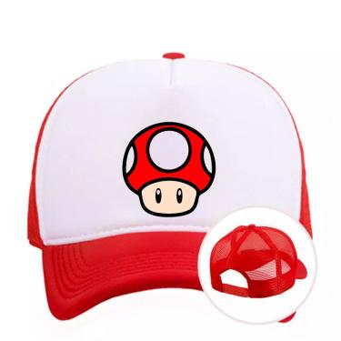 Imagem de Boné Super Mario Bros Cogumelo Toad Com Redinha