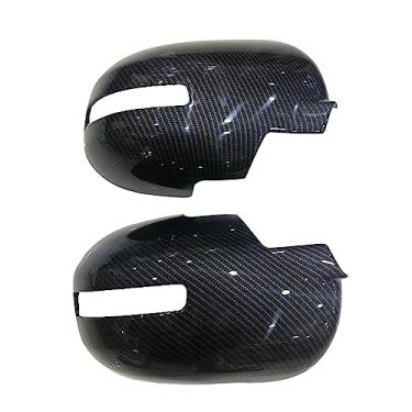 Imagem de Para mitsubishi outlander 2013-2021 espelho retrovisor lateral do carro tampa asa tampa da porta exterior adesivo caso guarnição fibra de carbono olhar