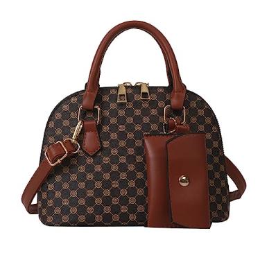 Imagem de Bolsa de mão de couro PU feminina Bolsa Transversal Vintage Pequena Bolsa Mensageiro de Faculdade Bolsa de Trabalho Transversal (Brown)