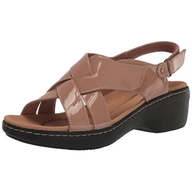 Imagem de Clarks Sandália feminina Merliah Echo com salto, Patente Praline, 38