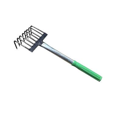 Imagem de Generic Ancinho de mão para jardim, para grama, para grama, para folhas, ferramenta de jardim portátil, ferramenta de cultivador manual, 8 Dentes