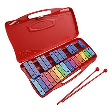 Imagem de SIMBAE Xilofone Glockenspiel 25 Notas Glockenspiel Xilofone Mão Bata Xilofone Percussão Ritmo Musical Instrumento de Ensino Educacional com Caixa 2 Marretas para s s s