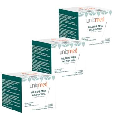 Imagem de AGULHA PARA ACUPUNTURA 1000UN 0,25X50MM KIT 3CX UNIQMED TAMANHO:0,25X50MM