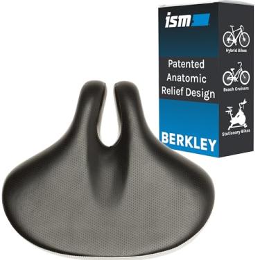 Imagem de ISM Berkley Assento de bicicleta confortável para homens e mulheres - Assento de bicicleta sem nariz confortável para cruzadores de praia, bicicletas estacionárias e híbridas, projetado para reduzir a