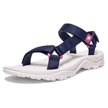 Imagem de Sandálias esportivas de caminhada CAMEL CROWN para mulheres antiderrapantes sandálias aquáticas confortáveis sandálias esportivas para uso ao ar livre na praia, Azul, 7.5
