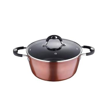 Imagem de Caçarola Bergner Pandora em Alumínio Forjado com Revestimento em Marble e Fundo de Indução Marrom - 24 cm