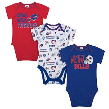 Imagem de NFL Buffalo Bills Pacote com 3 bodies de manga curta, azul/vermelho/branco, Buffalo Bills, 18 meses (137453160BLL18M-402)