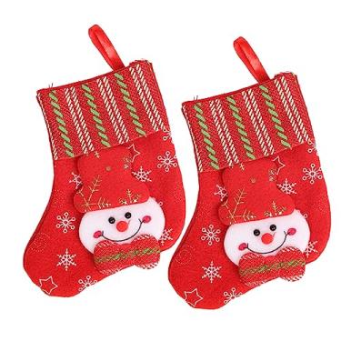 Imagem de OFFSCH 2 Peças De Pingente De Meia De Natal Meia Suspensa De Natal Boneco De Neve Pingente De Suspensão De Natal Meias De Malha Meias De Férias Decoração Clássica Lareira De Pano