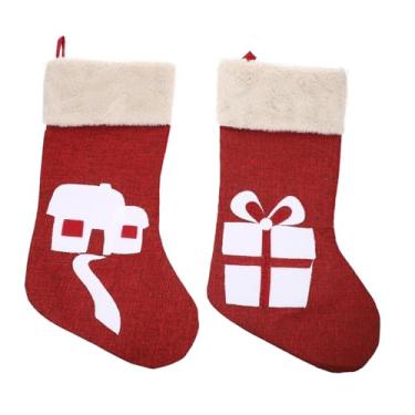 Imagem de Amosfun 2 Peças Saco De Guloseimas De Natal Sacos De Doces De Natal Sacos De Guloseimas De Natal Decoração De Lareira De Natal Saco De Meias De Meias De Natal Pingente