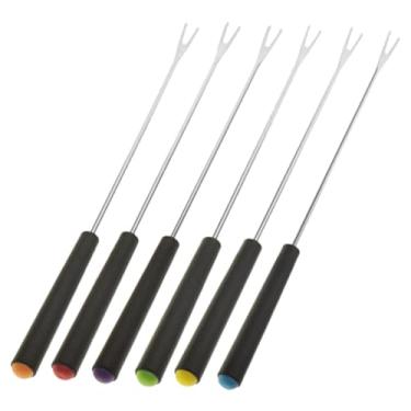 Imagem de HEMOTON 6 Unidades Ferramentas De Churrasco Ao Ar Livre Garfo De Churrasco De Aço Inoxidável Garfo De Fondue De Queijo Conjunto De 6 Peças Espetinhos De Kabob Corda Pp Espeto De Churrasco