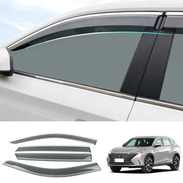 Imagem de Luyhok 4 peças para MG RX5 2023 2024 viseira de janela protetor de chuva defletor cromado acabamento fumê