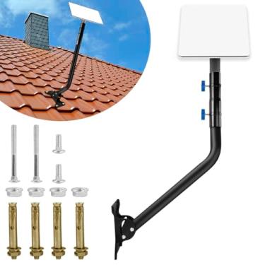 Imagem de HPEVA Kit de montagem Starlink, suporte de parede longo, suporte de montagem em poste de antena de teto para Starlink Internet Kit Satellite com adaptador de montagem (preto)
