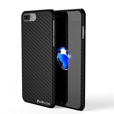 Imagem de Capa para iPhone 7 Plus, capa Punkcase CarbonShield, capa de couro de poliuretano de camada dupla e ultra fina [à prova de choque][antiderrapante] com protetor de tela PUNKSHIELD para Apple iPhone 7s+, Jet Black