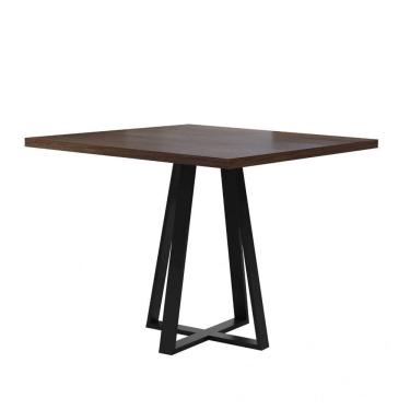 Imagem de Mesa de Jantar 4 Lugares 90cm Tampo MDF Pés em Aço Genova Yescasa Preto Fosco/Mocaccino