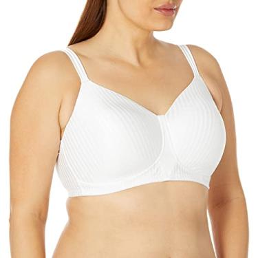 Imagem de PLAYTEX Sutiã feminino Secrets 4707 com cobertura total sem fio perfeitamente suave, Listra branca, 36DDD