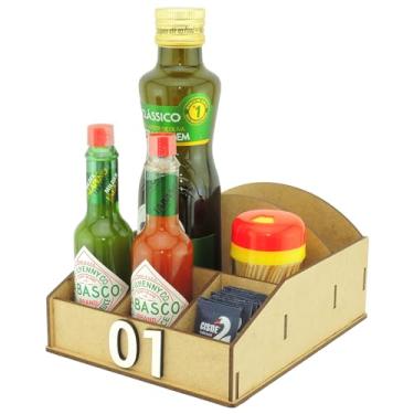 Imagem de Porta Pimenta Azeite Guardanapos Sal Sachê Palito Restaurante Mdf Crú (20)