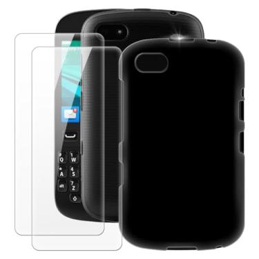 Imagem de MILEGOO Capa para BlackBerry 9720 + 2 peças protetoras de tela de vidro temperado, capa ultrafina de silicone TPU macio à prova de choque para BlackBerry 9720 (2,8 polegadas)