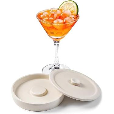 Imagem de Cosnou Escumador de sal Margarita de cerâmica com tampa Acessórios de bar para temperos - Jantes para bebidas - Kit de ferramentas de barman - decoração de bar, prato de imersão de sal de açúcar